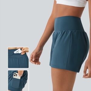 NWT Halara Super High‎ Waisted Softlyzero Airy 2-in-1 Yoga Shorts 5'' Size L